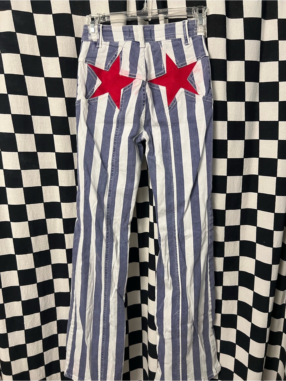 FREE PEOPLE FIRECRACKER STAR & STRIPE FLARE JEANS
